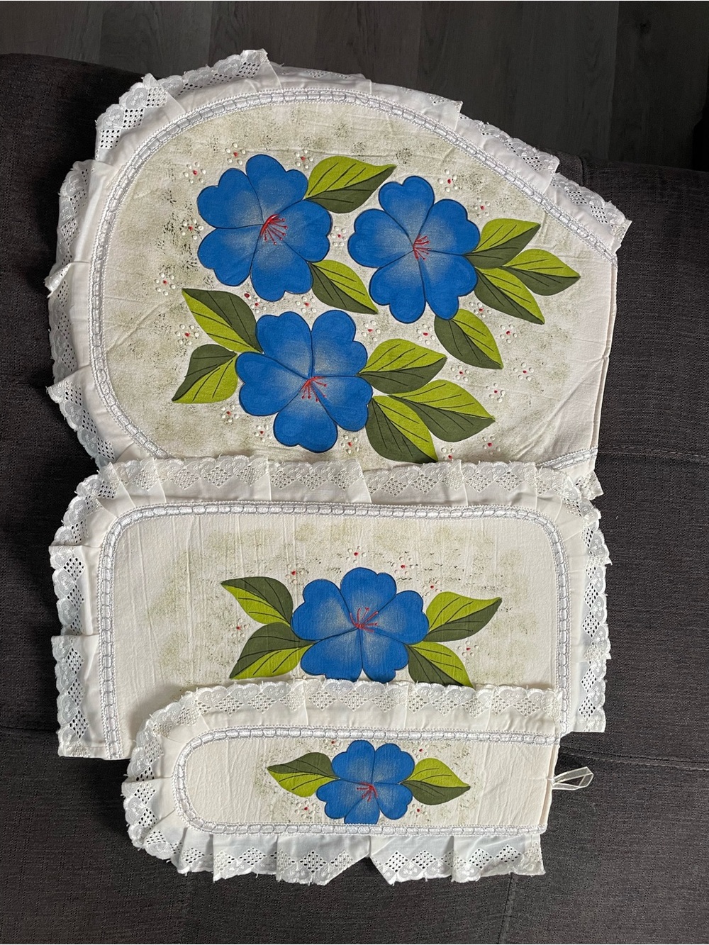 Hand-Painted Blue Floral Home Accents Set by